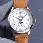 Copy Jaeger-LeCoultre Master Moon Watch Stainless Steel Brown Leather Strap